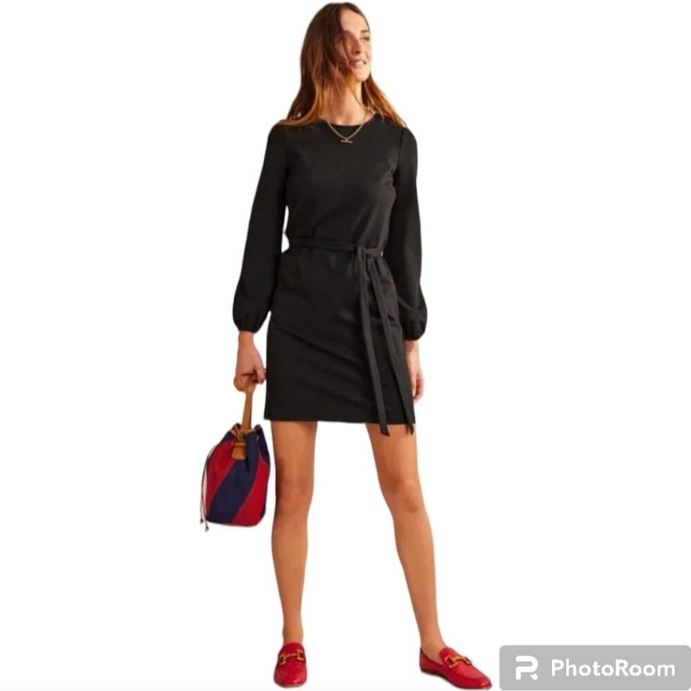 Boden Womens little black dress style Violet Ponte Shift size 6 ladies sleeves